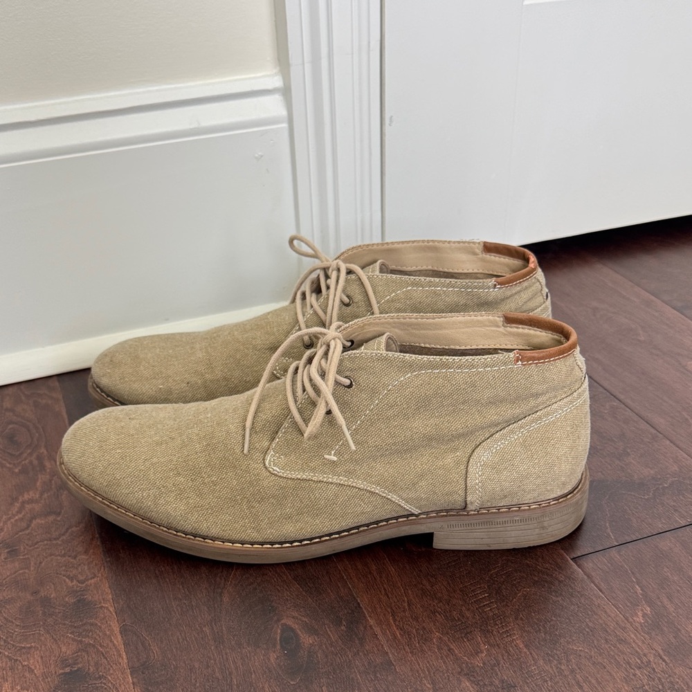 Izod Men’s Shoes Tan Canvas Business Casual Church Party Wedding Summer, sz 13